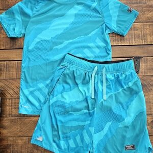 Boys Athletic Teal Blue Activewear Set Size 10/12